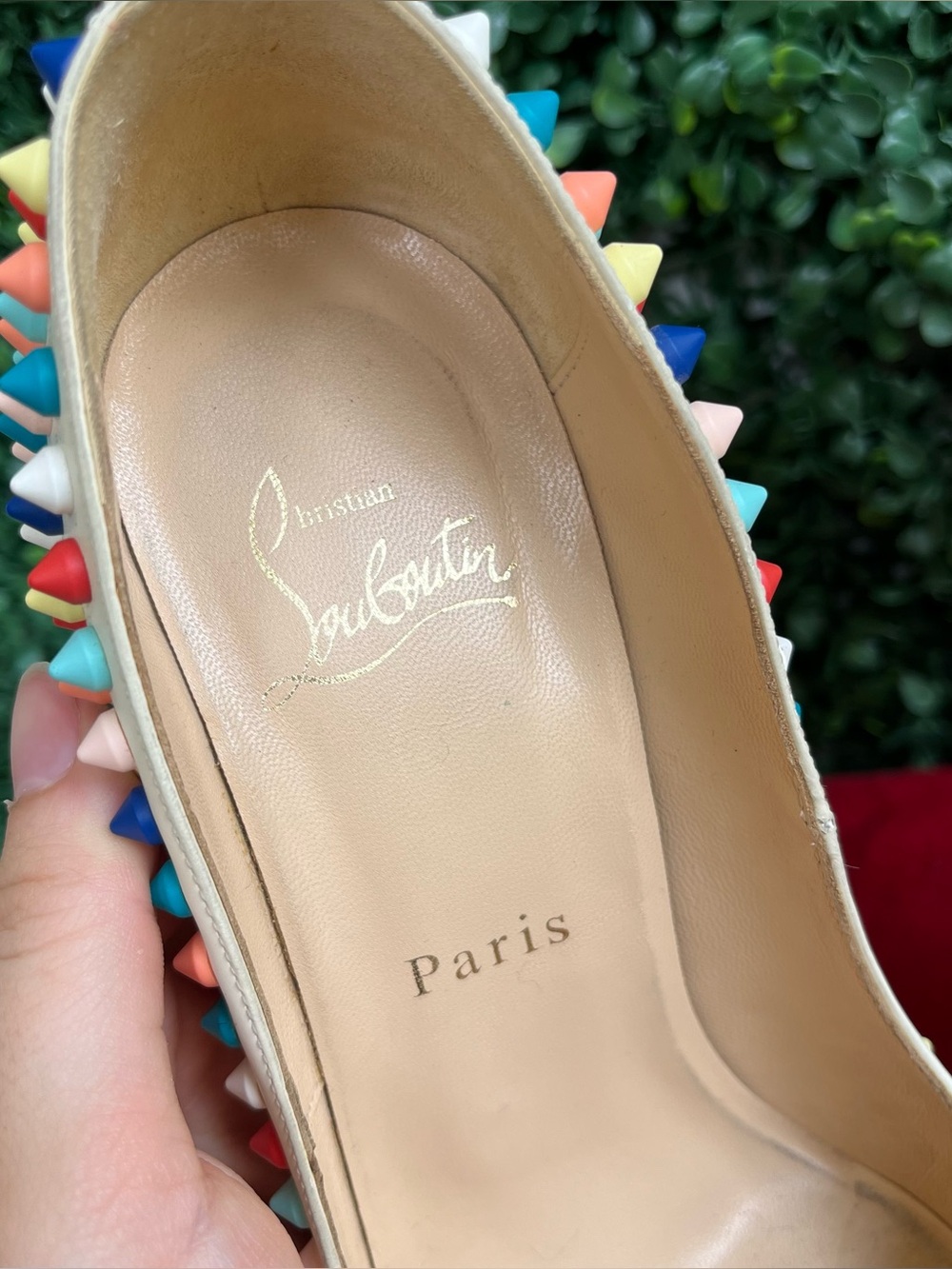 CHRISTIAN LOUBOUTIN Colorful Flo Spikes 120 Gomme Peep Toe Heels Stilettos 36.5 - Picture 3 of 12